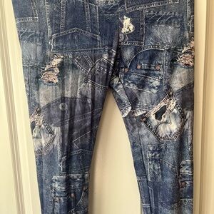 NWT Never Worn Denim Print Leggings Size L